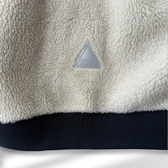 🤎 L.L. Bean Kid's Sherpa Cream Colored Fleece Long Jacket | Size Large 14-16 - Picture 5 of 9